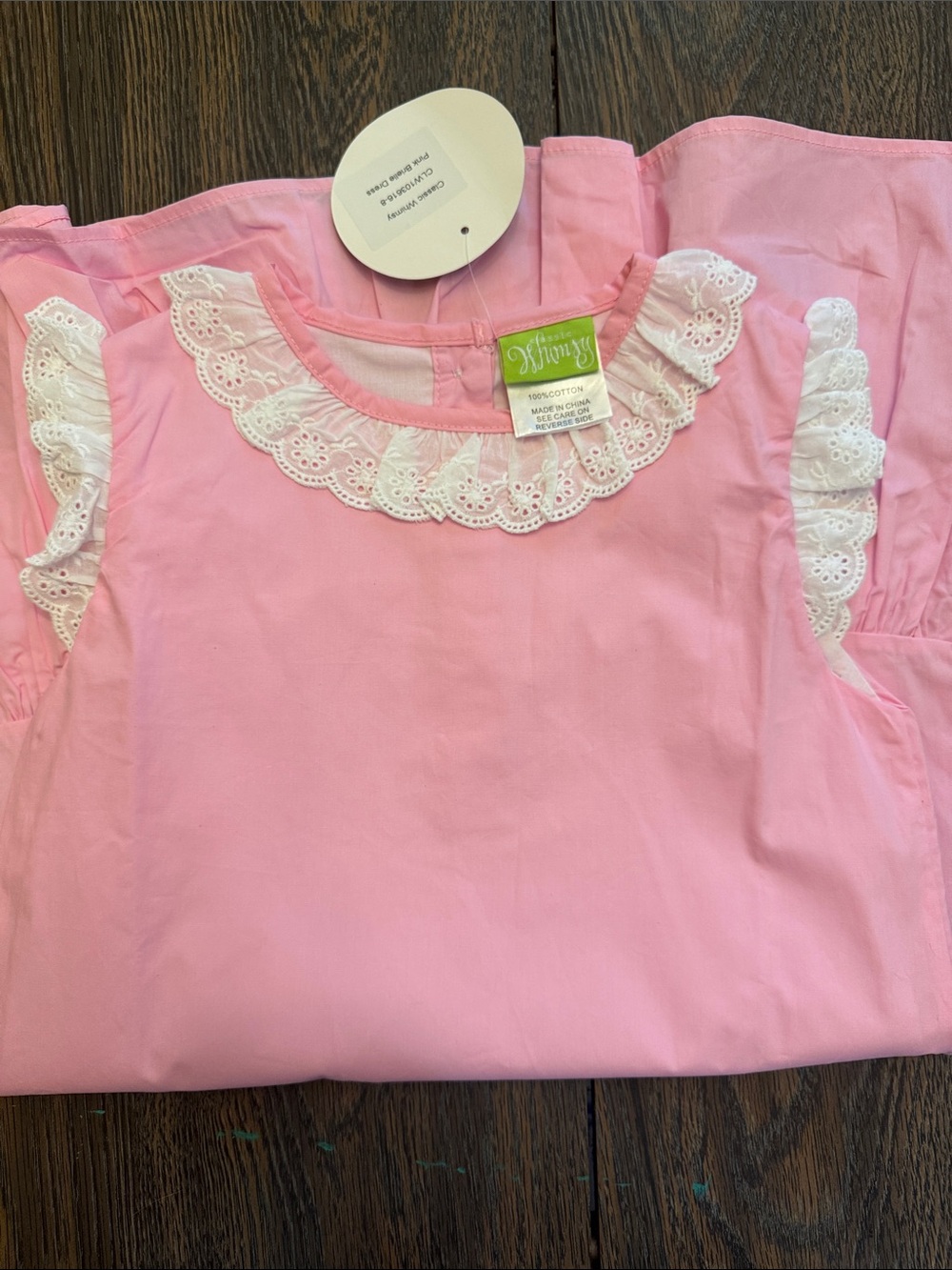 Pink Girls' Dress with Lace Trim - Classic Whimsy 8 - Picture 5 of 6